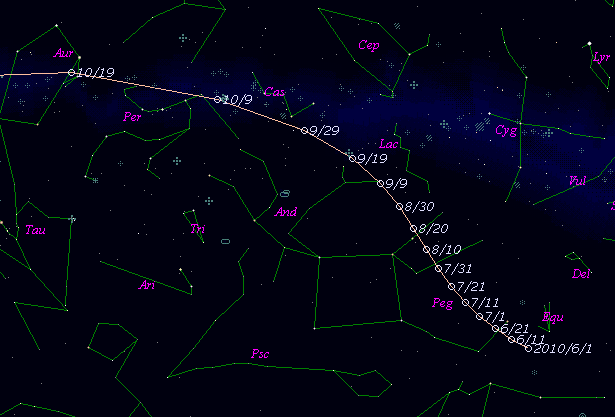 Vyhledávací mapka pro kometu 103P/Hartley 2